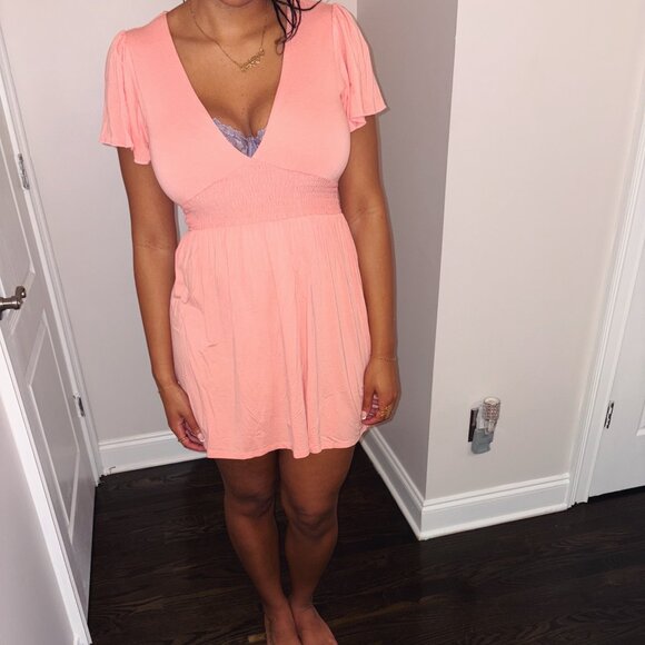 Vintage Forever 21 Peach Pink Mini Dress - Picture 1 of 2